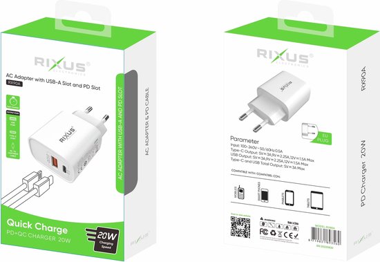 Rixus USB Typ-A zu Lightning Charger Dual Ultra Ladekabel & Ladestecker RX55A